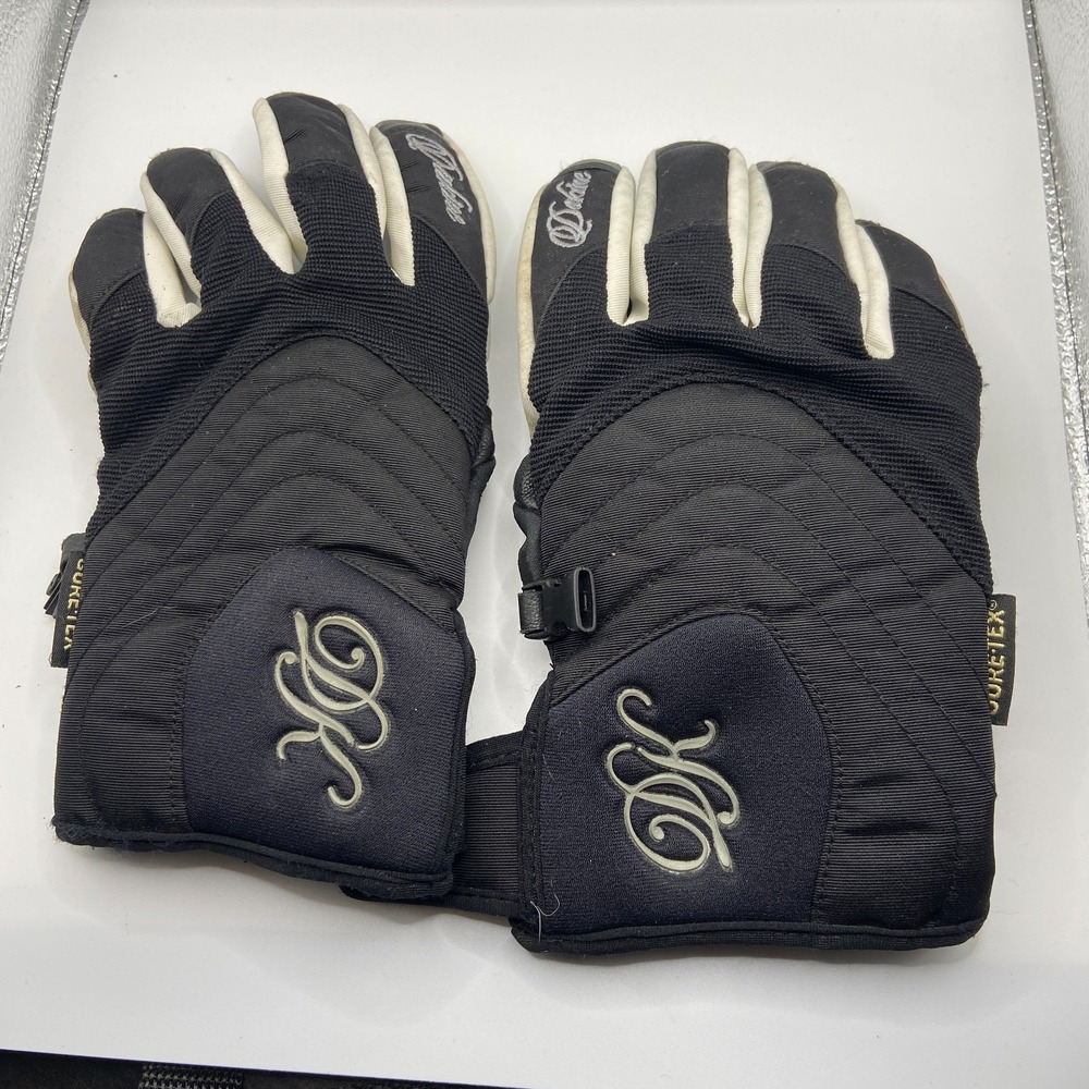 Dakine Comet Gore-Tex Snow Ski Gloves Women's Medium Ebony Black Beige DK Logo